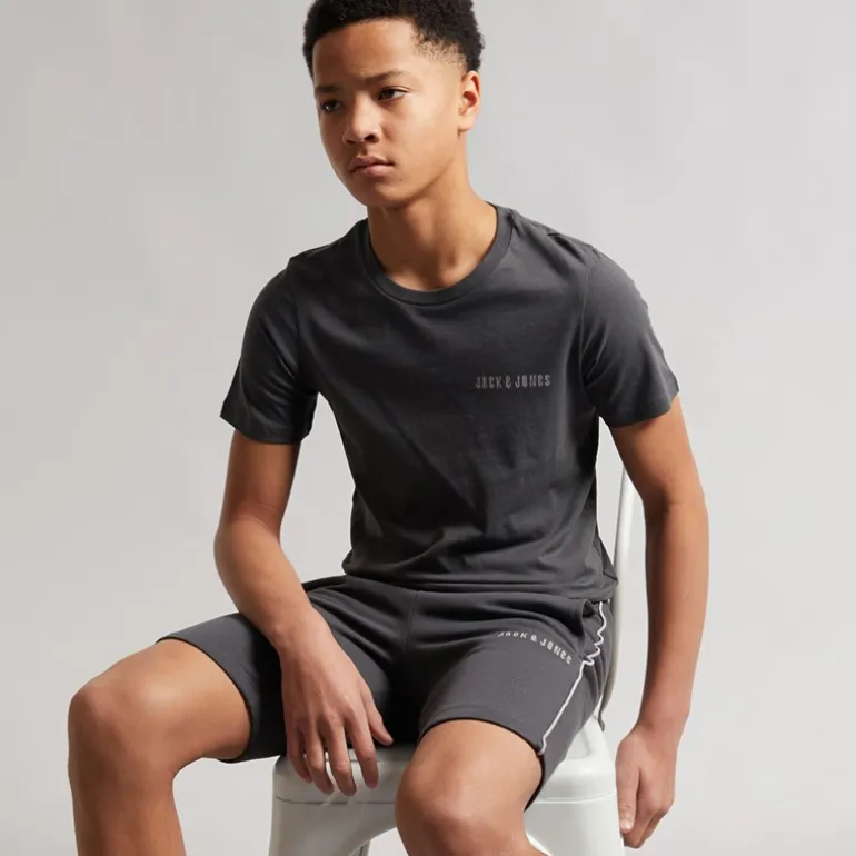 JACK & JONES Junge Kai T Shirt Und Shorts Set Asphalt