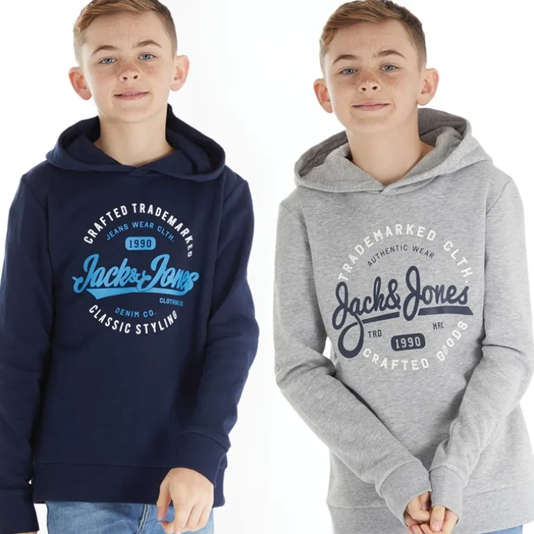 JACK & JONES Junge Mikk Kapuzenpullover 2er-Pack Marineblau/Hellgrau Melange