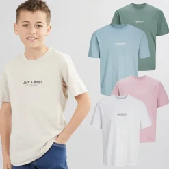 JACK & JONES Junge Vesterbro Fünf-Pack Rundhals T-Shirts Berg Frühling