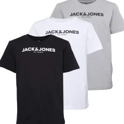 JACK & JONES T-Shirts Junge Harry Drei Pack Weiß / Schwarz / Grau