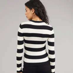 Jacqueline De Yong Damen Pflaume Langarm Strick Pullover Schwarz