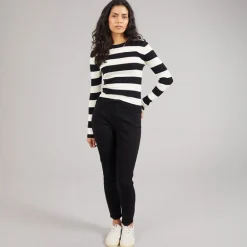 Jacqueline De Yong Damen Pflaume Langarm Strick Pullover Schwarz