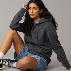 JJXX Damen Abbie Hoodie Dunkelgrau Melangeprint/Weiß JJXX Logo Dark Grey Melangeprint:White Jjxx Logo
