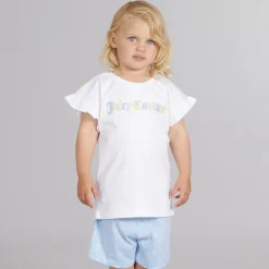Juicy Couture Mädchen Buchstabe Rüsche T Shirt Und Hose Set Powder Blue