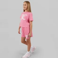 Juicy Couture Mädchen Crop T Shirt Und Shorts Set Rosa