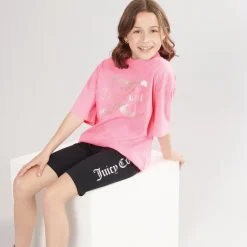 Juicy Couture Mädchen Jersey T Shirt Und Radlerhose Set Summer Neon Pink