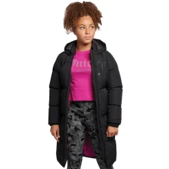 Juicy Couture Mädchen Lang geschnittene Steppjacke Schwarz