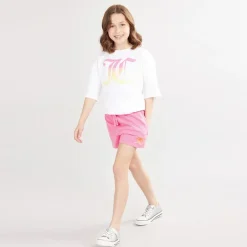 Juicy Couture Mädchen Oversized T Shirt Und Jersey Shorts Set Pink Cosmos