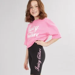 Juicy Couture Mädchen Script Boyfriend T Shirt Und Radlerhose Set Schwarz