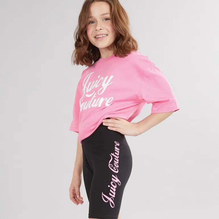 Juicy Couture Mädchen Script Boyfriend T Shirt Und Radlerhose Set Schwarz