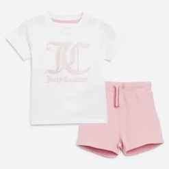 Juicy Couture Mädchen Tonal Schimmer Druck T Shirt Und Shorts Set Pink Nectar