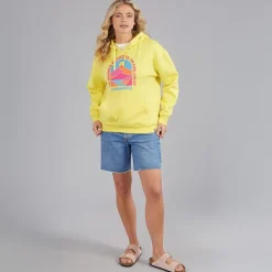 Lagooners Damen Nachtigall Nest Grafik Hoodie Gelb