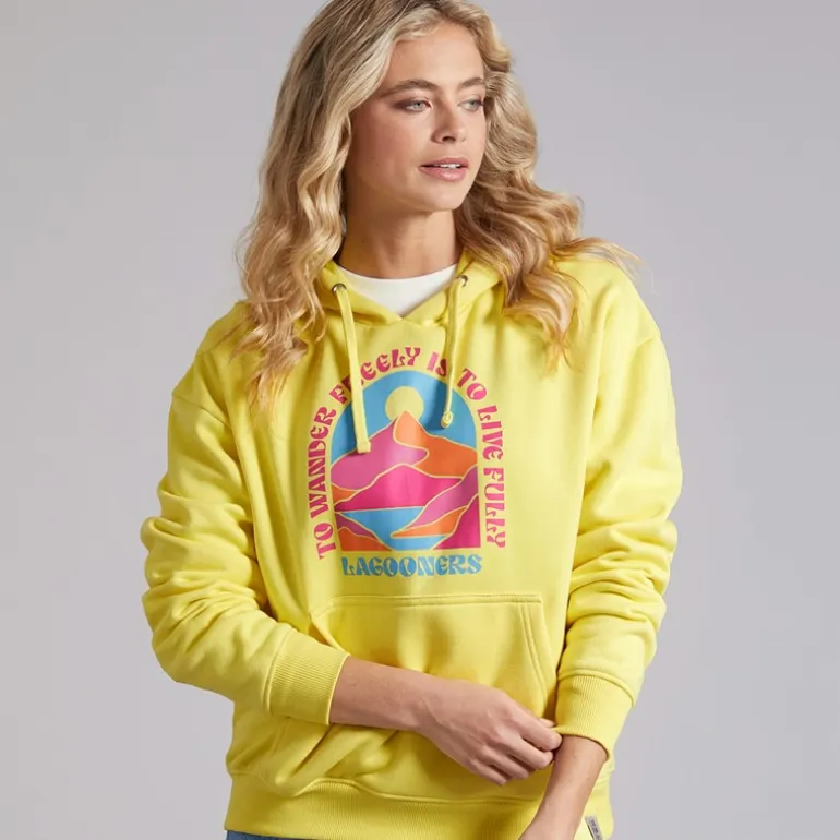 Lagooners Damen Nachtigall Nest Grafik Hoodie Gelb