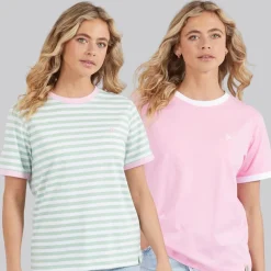 Lagooners Damen Thornwick Zweierpack T Shirts Rosa/Mint