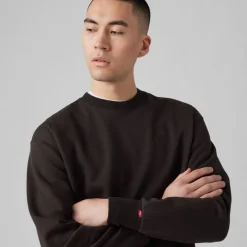 Levi's Herren Authentischer Crew Sweatshirt Black Agate Garment Dye
