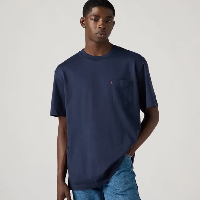 Levi's Herren Das HW Pocket T Shirt Navy Blazer