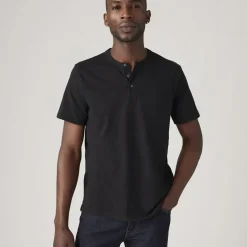 Levi's Herren Kurzarm HM T-Shirt Henley Mineral Black