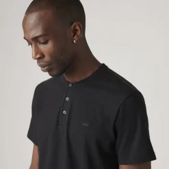 Levi's Herren Kurzarm HM T-Shirt Henley Mineral Black