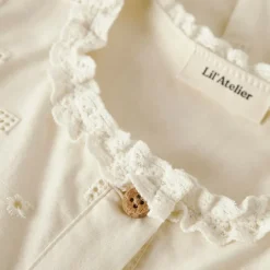 Lil' Atelier Mädchen Flores Kurzarm Kleid Coconut Milk
