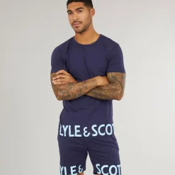 Lyle And Scott Vintage Herren Carter T Shirt Und Shorts Set Peacoat