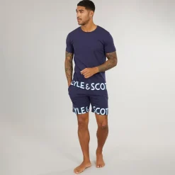 Lyle And Scott Vintage Herren Carter T Shirt Und Shorts Set Peacoat