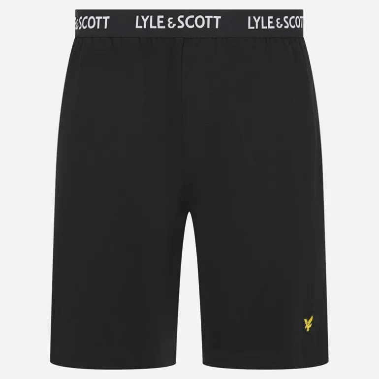 Lyle And Scott Vintage Herren Hugo Langarmshirt und Shorts Lounge Set Climbing Ivy/Schwarz
