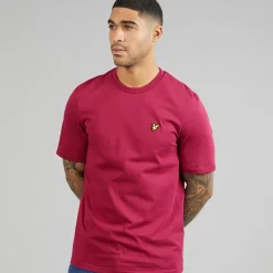 Lyle And Scott Vintage Herren Mittelschweres Baumwoll T Shirt Rich Burgundy