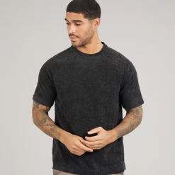 Lyle And Scott Vintage Herren Emblem Frottee T-Shirt Z865 Jet Black