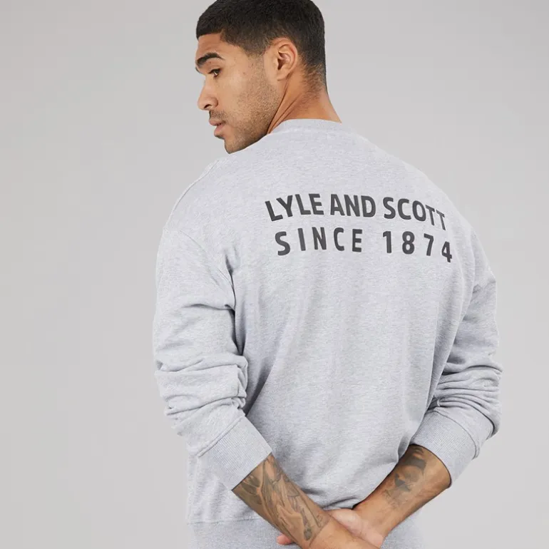 Lyle And Scott Vintage Herren Oversized 1874 Sweatshirt Light Grey Marl