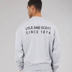 Lyle And Scott Vintage Herren Oversized 1874 Sweatshirt Light Grey Marl