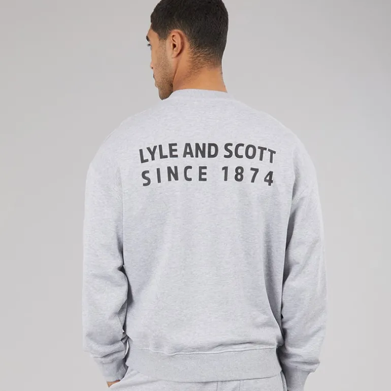 Lyle And Scott Vintage Herren Oversized 1874 Sweatshirt Light Grey Marl