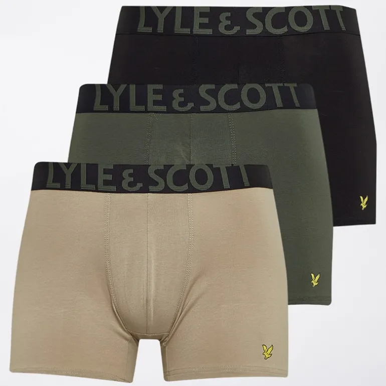 Lyle And Scott Vintage Herren Daniel 3er-Pack Slips Silber Salbei/Kletter Efeu/Schwarz
