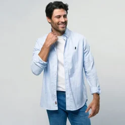 MCS Herren Greg Hemd Light Blue Stripe