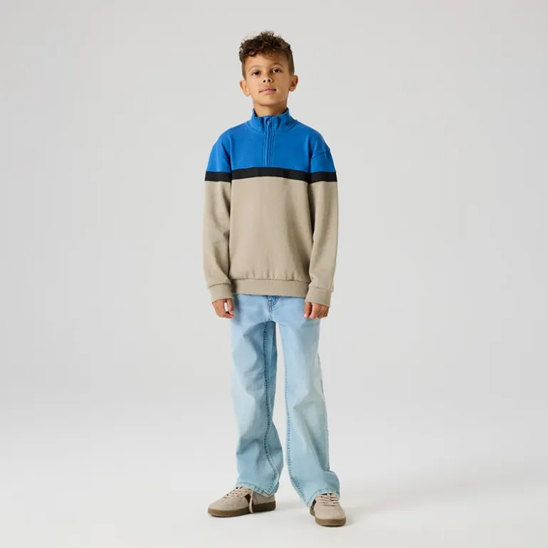 Name It Junge Burke Half Zip Sweatshirt Vintage Khaki