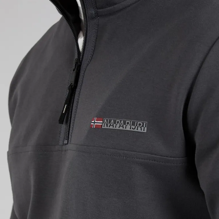 Napapijri Herren Bastien 1/2 Reißverschluss Sweatshirt Dark Grey Solid