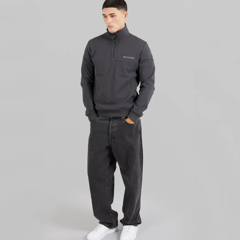 Napapijri Herren Bastien 1/2 Reißverschluss Sweatshirt Dark Grey Solid