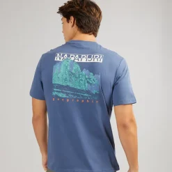 Napapijri Herren Mirada T-Shirt mit Grafikprint am Rücken Blue Infinity