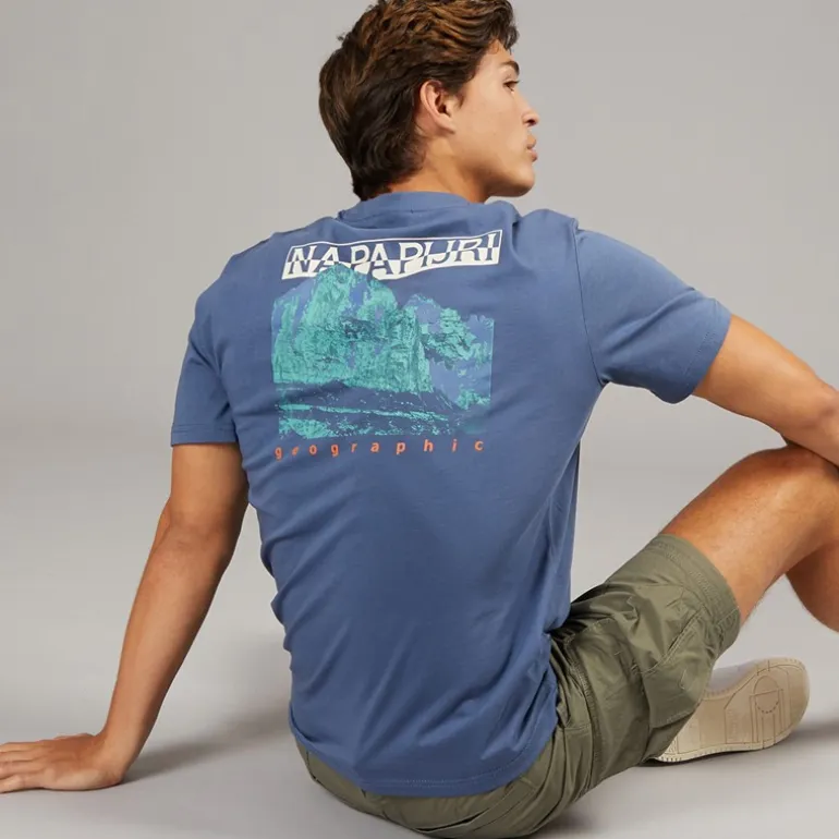 Napapijri Herren Mirada T-Shirt mit Grafikprint am Rücken Blue Infinity