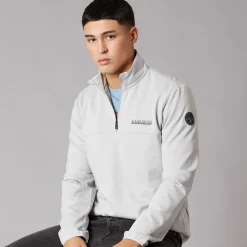 Napapijri Herren Sesano 1/2 Zip Oberteil Light Grey Solid