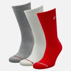 New Balance Herren Patch Logo 3er-Pack Crew Socken Weiß/Rot