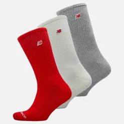 New Balance Herren Patch Logo 3er-Pack Crew Socken Weiß/Rot