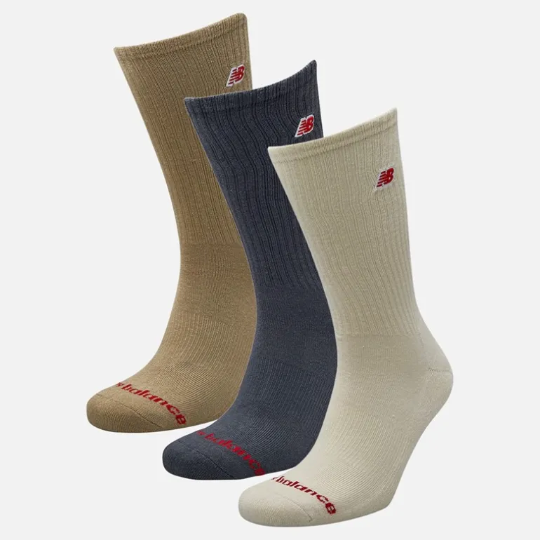New Balance Herren Patch Logo 3er-Pack Crew Socken Grau/Blau
