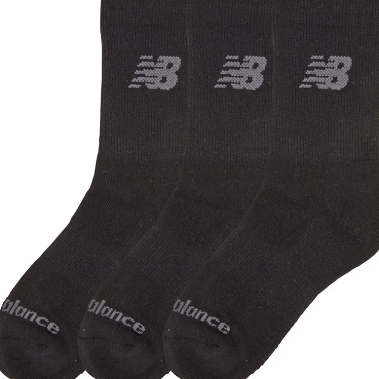 New Balance Junior Drei Paar Gepolsterte Crew Socken Schwarz