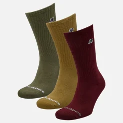 New Balance Schwarze Patch Logo 3er-Pack Crew Socken Braun/Rot