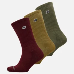 New Balance Schwarze Patch Logo 3er-Pack Crew Socken Braun/Rot