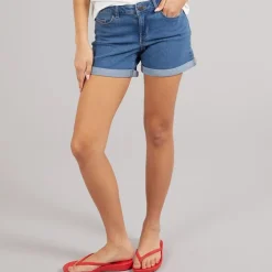Noisy May Damen Debby Denim Shorts Medium Blue Denim