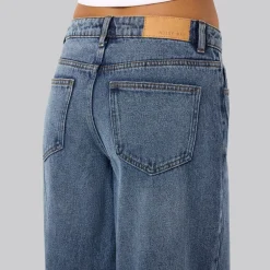 Noisy May Damen Kettie Weite Bein Jeans Medium Blue Denim