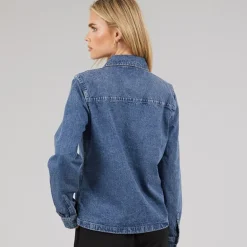 Noisy May Damen Signe Jeans Hemd Medium Blue Denim