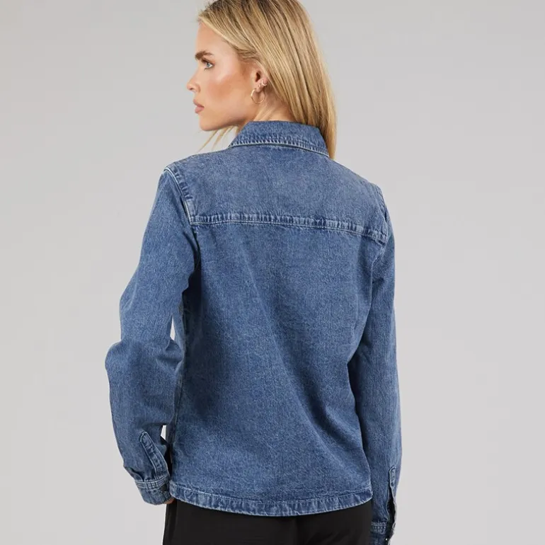 Noisy May Damen Signe Jeans Hemd Medium Blue Denim