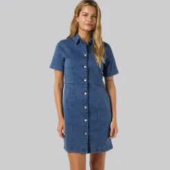 Noisy May Damen Slim Jeans Kleid Medium Blue Denim